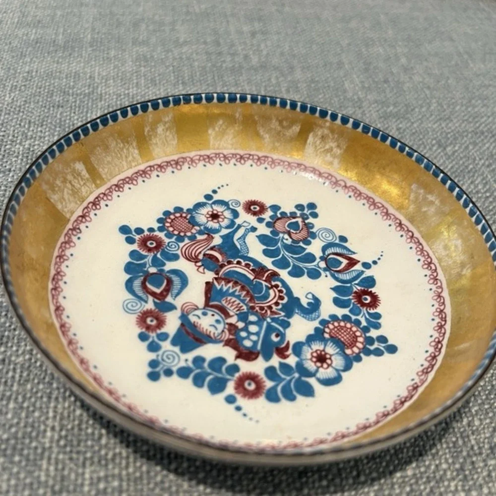 Handcrafted Enamel Trinket Dish Steinbock‎ Email Austria Gold Details 4